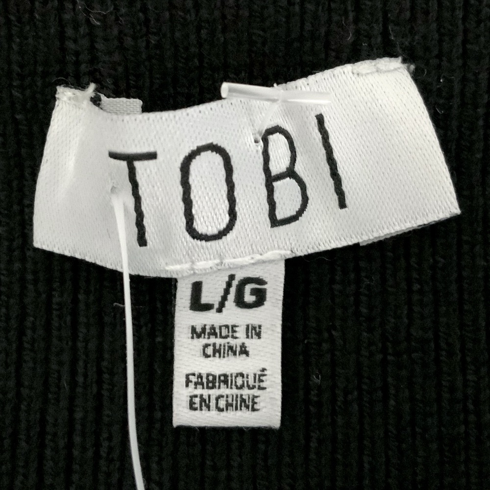 NWT TOBI Olivia Cold Shoulder Sweater Dress Mob Wife LBD Large Black - Picture 5 of 9